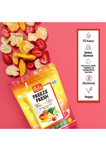 Freeze Fresh Berry Mix 16 g, Fruit Mix 20 g, Çilek 15 g