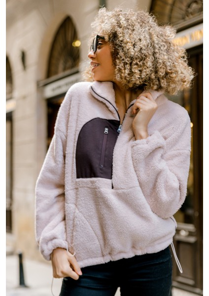 Fever Kadın Peluş Sweatshirt Bej