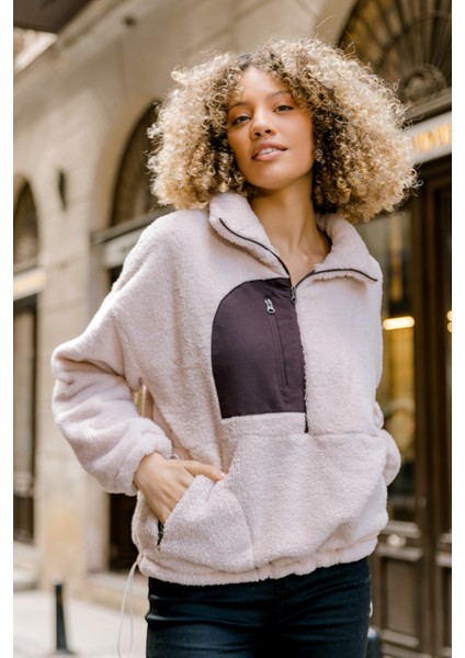 Fever Kadın Peluş Sweatshirt Bej fırsatları