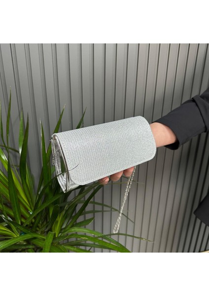 Simli Kapaklı Abiye Bayan Çanta 19X10CM AB0601