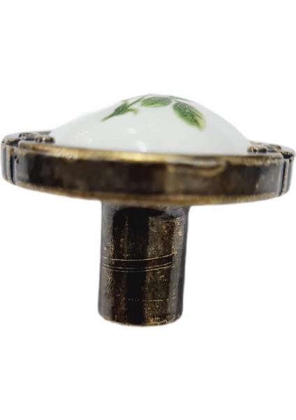 Porselen Düğme Kulp Metal Antiksarı Güllü / 5 Adet fırsatları
