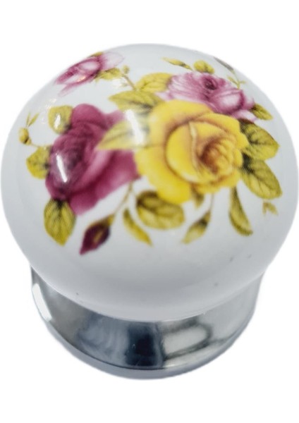 Beyaz Porselen Sarıgüllü Krom Taban / 5 Adet fırsatları