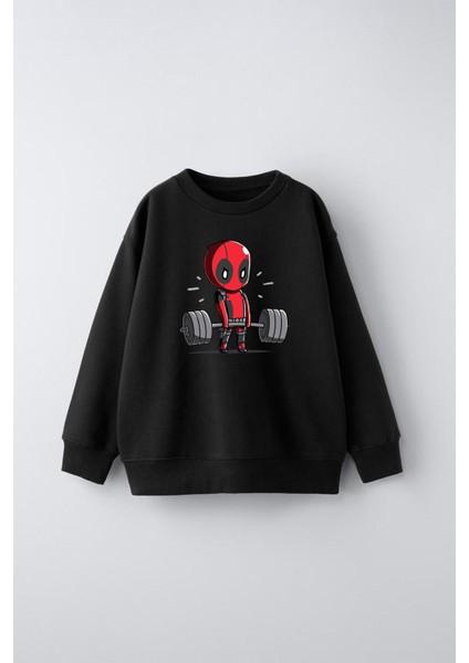 Deadpool Ağırlık Baskılı Çocuk Sweatshirt
