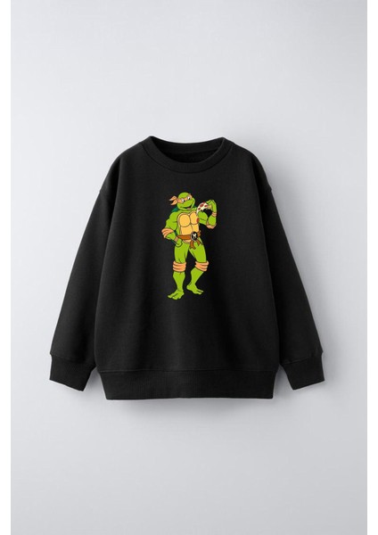 Ninja Kaplumbağ Baskılı Çocuk Sweatshirt