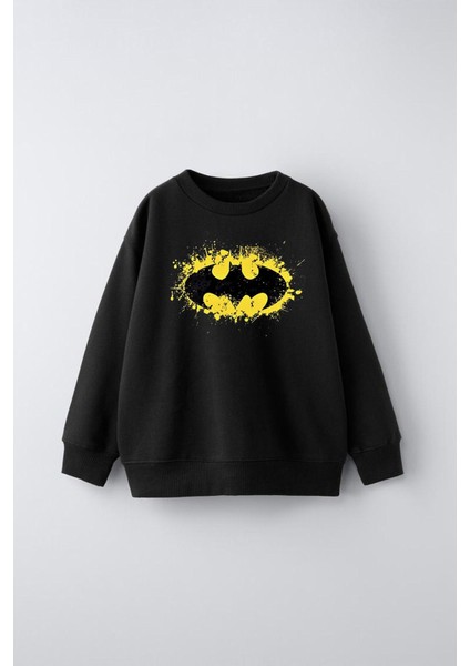 Batman Sarı Yarasa Baskılı Çocuk Sweatshirt