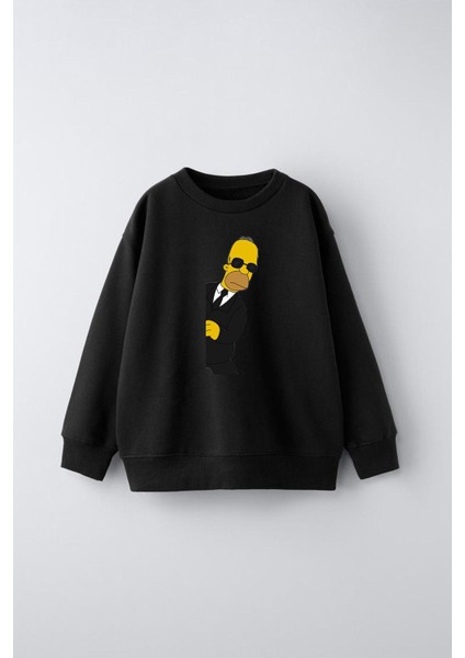Simpson Takım Elbise Baskılı Çocuk Sweatshirt