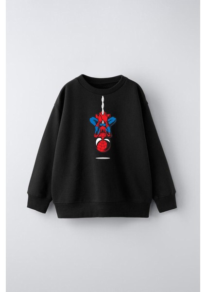 Spiderman Halatlı Baskılı Çocuk Sweatshirt
