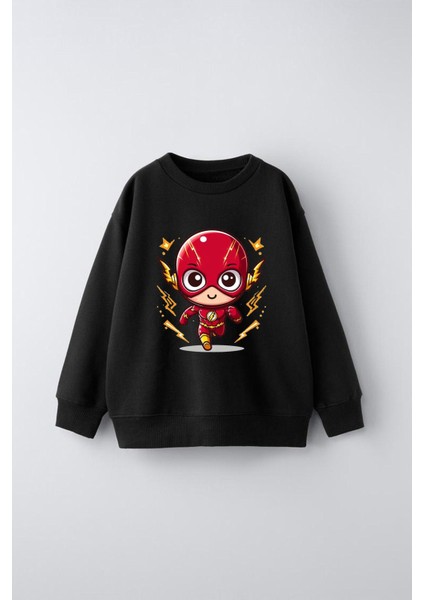 Cute Flash Baskılı Çocuk Sweatshirt