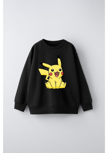 Cute Pikachu Baskılı Çocuk Sweatshirt