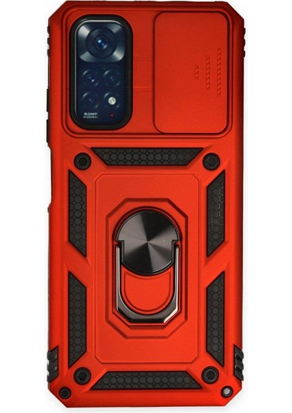Xiaomi Redmi Note 11S Ile Uyumlu Kılıf Kamera Korumalı Sürgülü Yüzüklü Standlı Tank