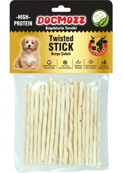 Dogmozz Premium Deri Burgu Stick Kalın Beyaz 50 Adet