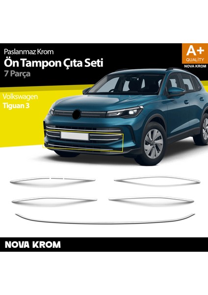 Vw Tiguan 3 Krom Ön Tampon Çıta Seti 7 Prç. 2024 Üzeri