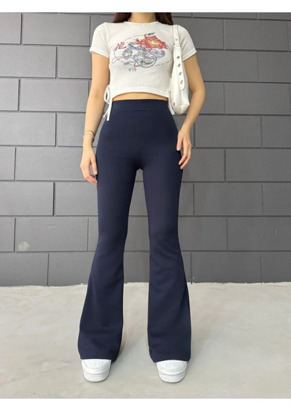 Kadın Ispanyol Paça Krep Yüksek Bel Likralı Toparlayıcı Tayt Pantolon indirimleri