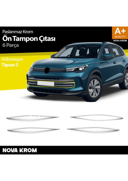 Vw Tiguan 3 Krom Ön Tampon Çıtası 6 Prç. 2024 Üzeri