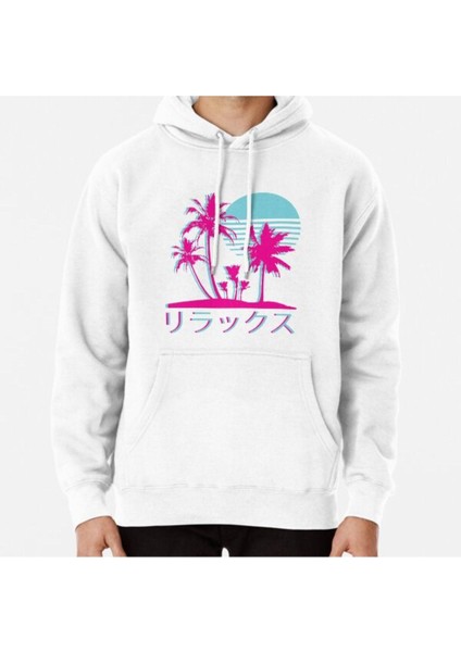 Vaporwave Aesthetic // Neon Palms Baskılı Sweatshirt