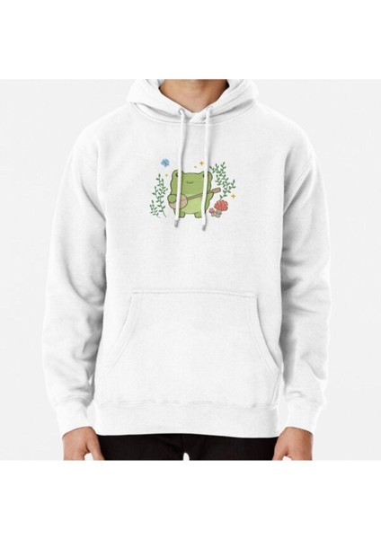 Kawaii Frog Playing Banjo: Toad Cottagecore Aesthetic Mushroom And Blue Baskılı Sweatshirt