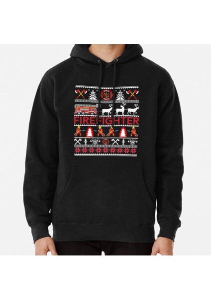 Firefighter Ugly Christmas Sweater Tee Shirt Gifts Baskılı Sweatshirt