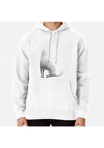 Ghost Cat And Moon In Black And White Baskılı Sweatshirt