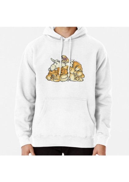 Sleeping Pile Of Golden Retriever Dogs Baskılı Sweatshirt