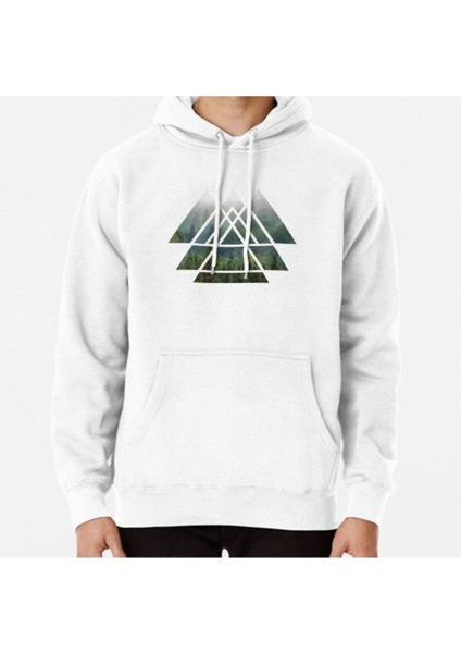 Sacred Geometry Triangles - Misty Forest Baskılı Sweatshirt