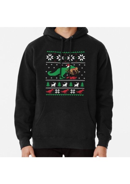 Dinosaur Ugly Christmas Sweater - Funny Christmas Gift Baskılı Sweatshirt