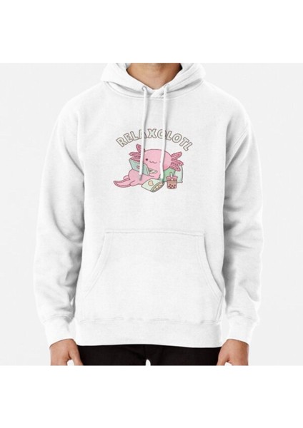 Cute Relax A Lot Axolotl Funny Pun Baskılı Sweatshirt