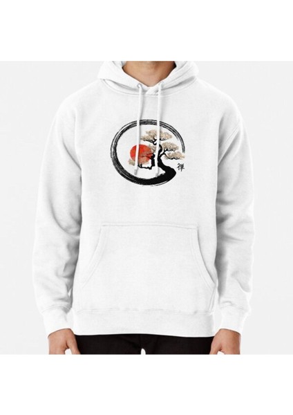 Enso Circle And Bonsai Tree On Canvas Baskılı Sweatshirt