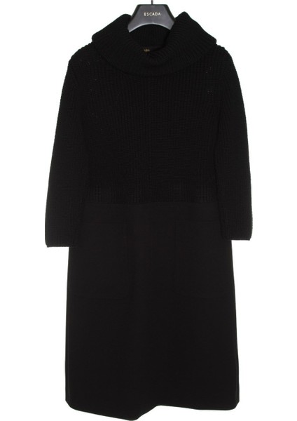 Balıkçı Yaka Cepli Yarım Kol Siyah Yün Elbise fiyatları