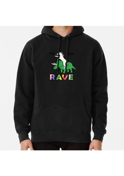 To The Rave! (Unicorn Riding Triceratops) Baskılı Sweatshirt