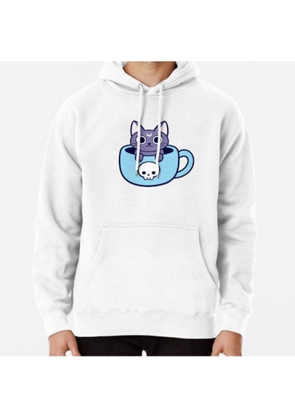 Black Magic Tea / Coffee Cat Nikury Baskılı Sweatshirt