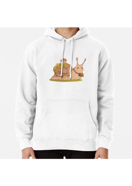 Cute Mini Mushrooms With Big Snail Friend Baskılı Sweatshirt