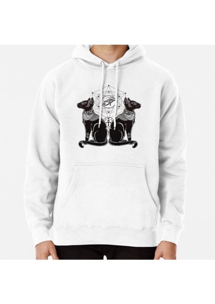 Egyptian Cats With Ankh And All-Seeing Eye Of Horus Baskılı Sweatshirt