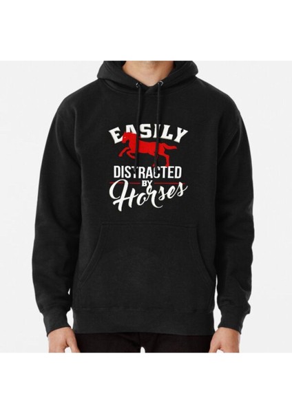 Easily Distracted By Horses Baskılı Sweatshirt