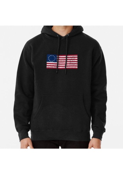 Distressed Betsy Ross Flag Baskılı Sweatshirt