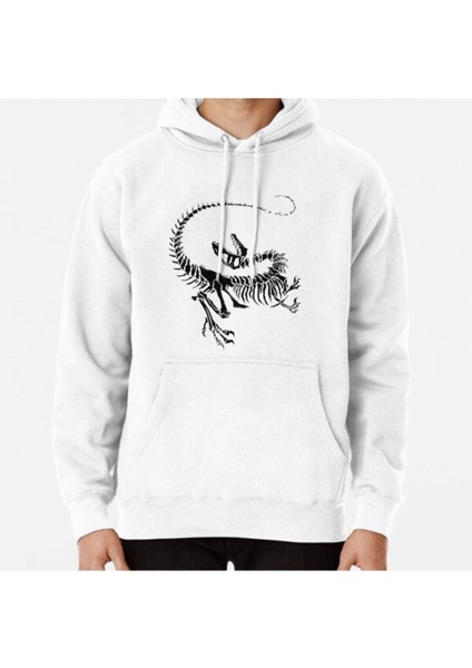 Velociraptor Skeleton Print Baskılı Sweatshirt