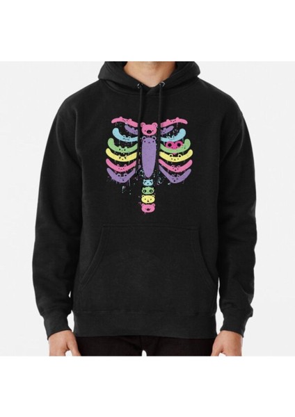Bear Bones Kawaii Drip Baskılı Sweatshirt