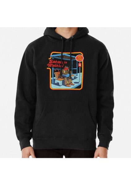 Satan Is Waitin' Baskılı Sweatshirt