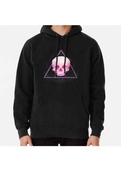 Skull In Triangle On Black Baskılı Sweatshirt