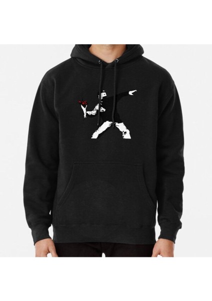 Banksy Flower Thrower! Baskılı Sweatshirt
