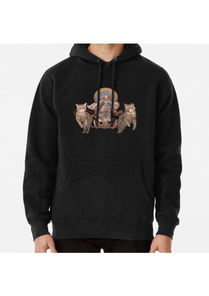 Freya Driving Her Cat Chariot Baskılı Sweatshirt