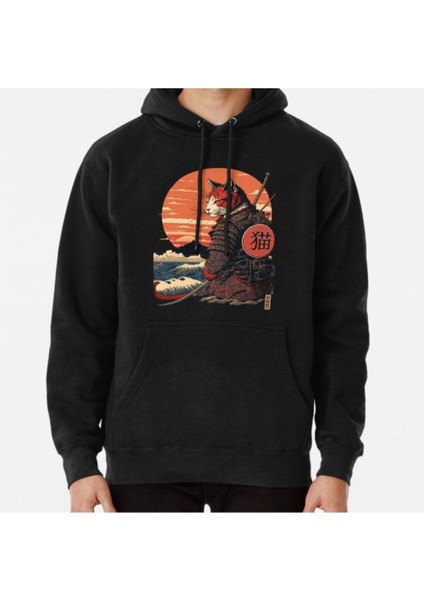 Ukiyo E Samurai Cat Baskılı Sweatshirt