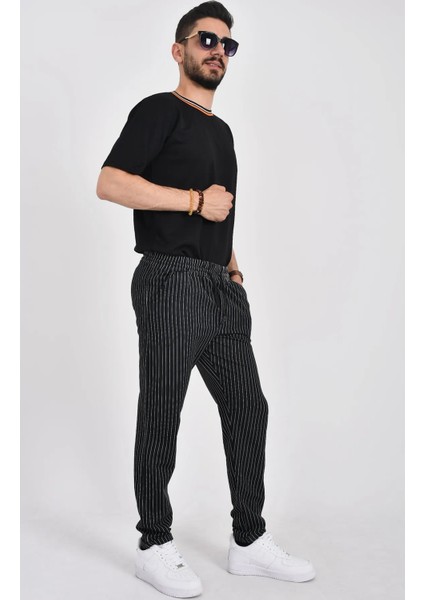 Erkek Çizgili Jogger Pantolon Slim Fit Rahat Kalıp