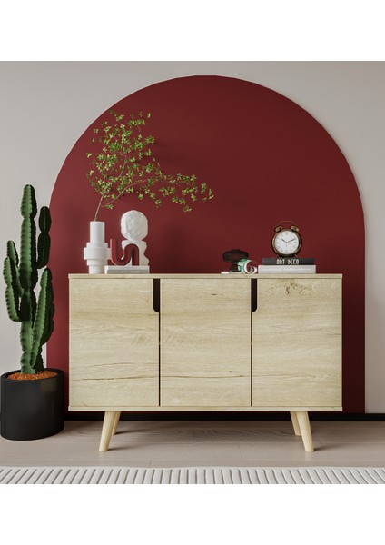 Verona 120 cm Konsol, Kahve Köşesi, Tv Ünitesi, Çok Amaçlı Ahşap Ayaklı Konsol S