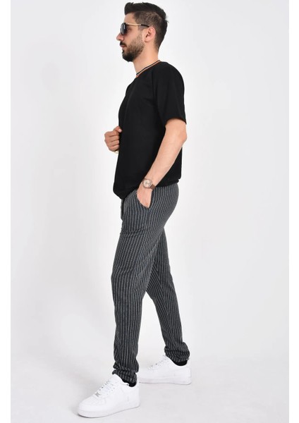 Erkek Çizgili Jogger Pantolon Slim Fit Rahat Kalıp