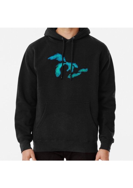 Watercolor Great Lakes Baskılı Sweatshirt