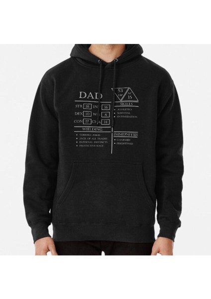 Dad Stats - Character Sheet - White Baskılı Sweatshirt