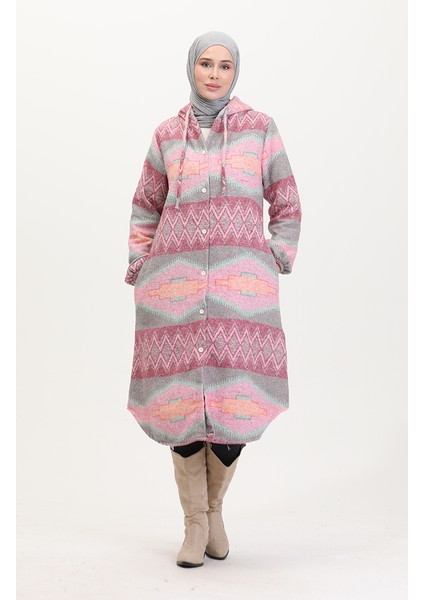 Kapüşonlu Oduncu Kışlık Kap 0544-02 Gül Kurusu Yeşil