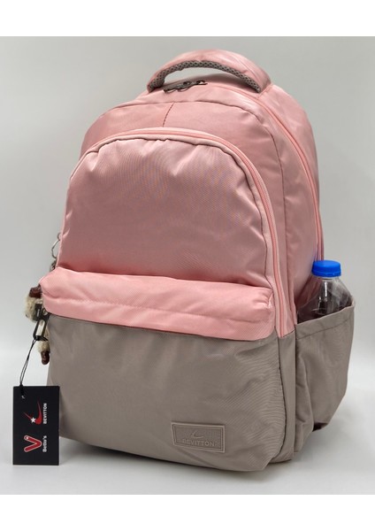 34100 Suya Dayanıklı Okul Sırt Çantası Unisex Günlük Sırt Çantası Pudra-Vizon modelleri