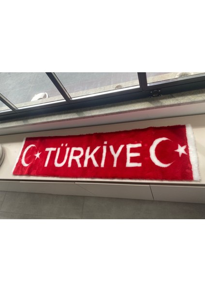 Torpido Üstü Ay Yıldızlı Türkiye Yazılı Peluş Örtü 155X40 cm