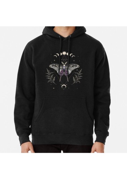 Asexual Luna Moth Celestial Cottagecore Pride Flag Baskılı Sweatshirt